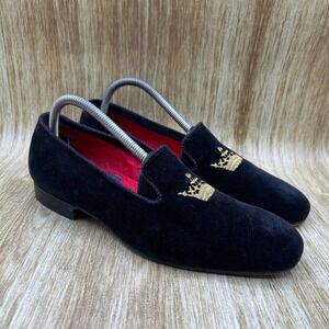 Church's Velvet Loafers Men's Size‎ 8.5 UK 7.5 Made in England Black Crown Shoes